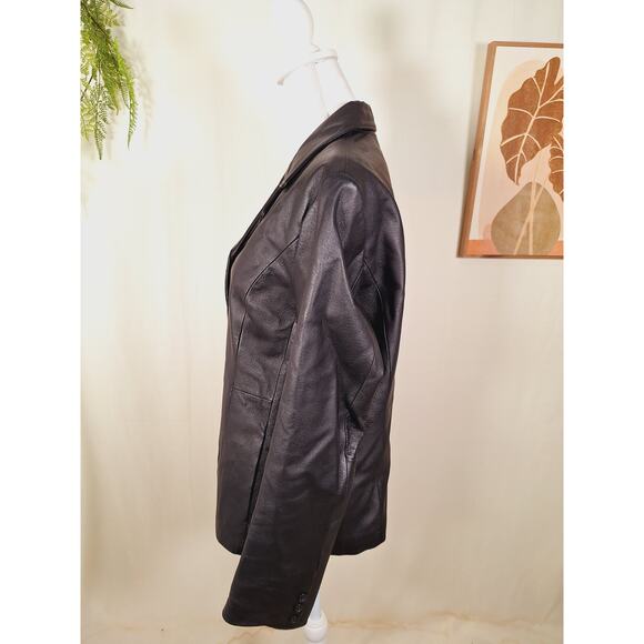 John Paul Richard Women's Black Leather Button-Up Jacket Size 10 - Picture 5 of 8